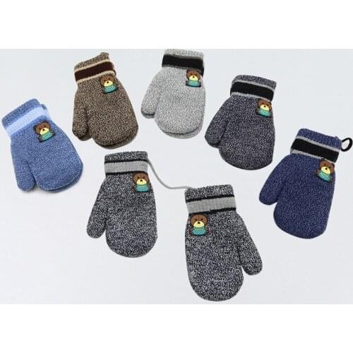 Mittens Warm All Finger Winter Cold Proof And Warm Keeping Thickening Comfortable Mittens Children Kid Gloves for 1-4 Years Old