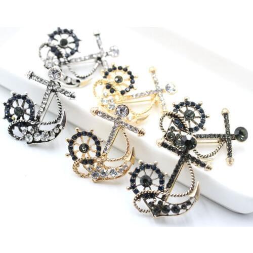 High-end vintage navy sailing rudder anchor male brooch suit shirt clothes pin badge jewelry accessories wedding birthday gift