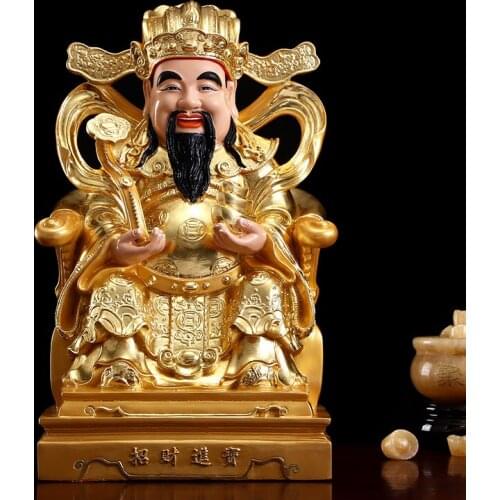 High grade HOME SHOP Company Efficacious Talisman Money Drawing Business booming gold gilding wealth God CAI SHEN copper statue
