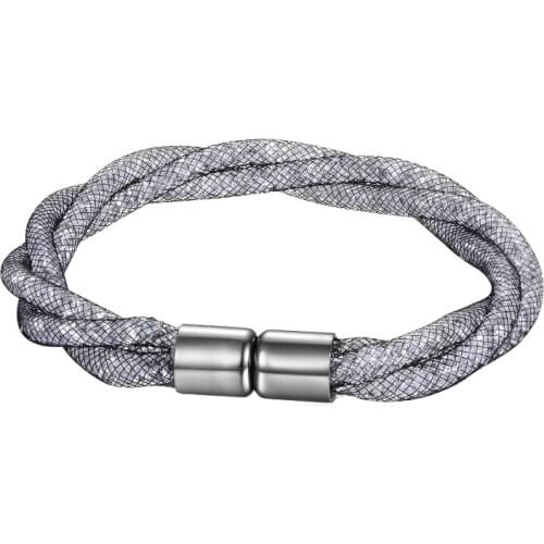 High Quality Austrian Crystal Cuff Bracelets for Women Shiny Rhinestone Magnet Buckle Bangles for Women Simple Jewelry Gifts