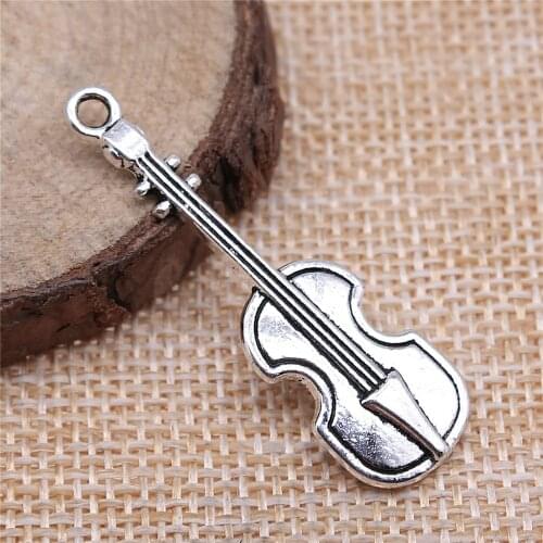 WYSIWYG 5pcs 42x13mm Violin Charm Pendants For Jewelry Making Musical Instrument Violin Pendants Charm