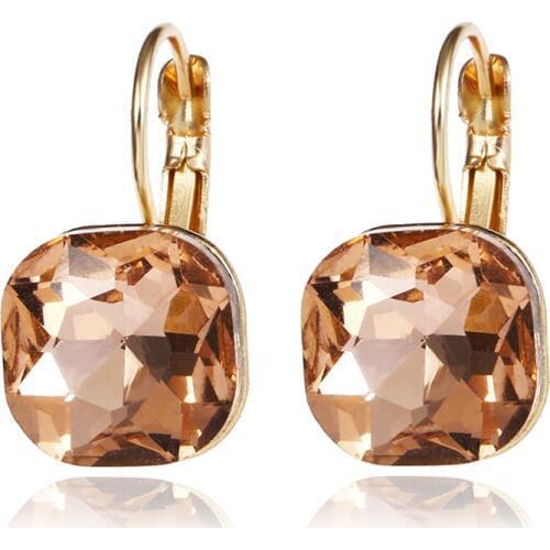 6 Colors Blue Rhinestone Fashion Crystal Stud Womens Earrings White Square Earrings For Women Trendy Jewelry e0257
