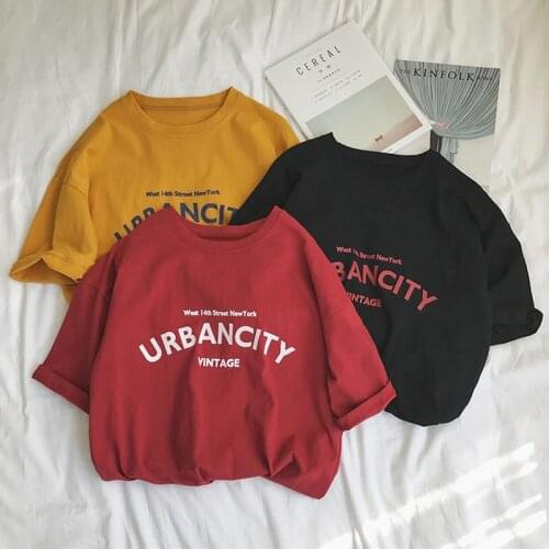Women Shirts 2021 Summer Casual Letter Printed T Shirt Harajuku Ulzzang Short Sleeve O-neck Basic T-shirts Womens Clothing Tops