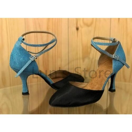 New Ladies Black Satin Latin Ballroom Dance Shoes Salsa Dance Shoes Tango Bachata Dance Shoes ALL SIZE