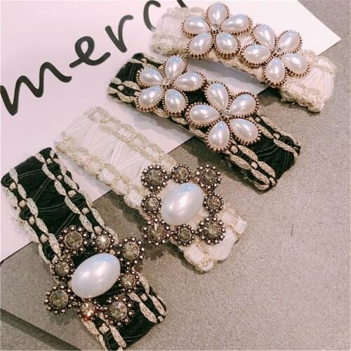 Women Barrettes Hairpin Hair clip Wool Rhinestone Zircon Pearl Fashion Korean Lady Girl Hair Accessories Wholesale Winter Office