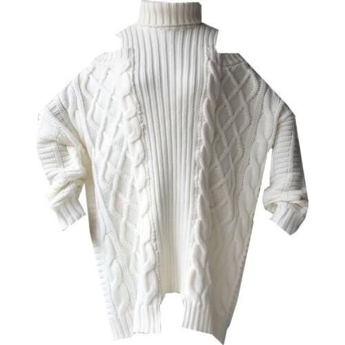 Pullover Turtleneck Sweater Women 2021 Autumn New Ladies Leaky Shoulder Sexy Knitted Loose Large Size Fashion