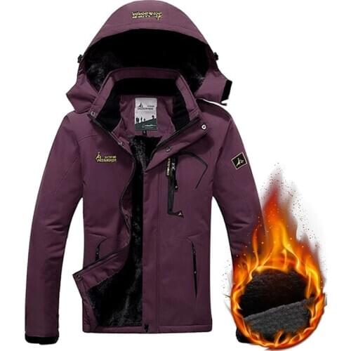 Winter Hiking Jackets Women Waterproof Wool lining Thick Warm Hooded Coats Outdoor Camping Climbing Trekking Sports Windbreaker