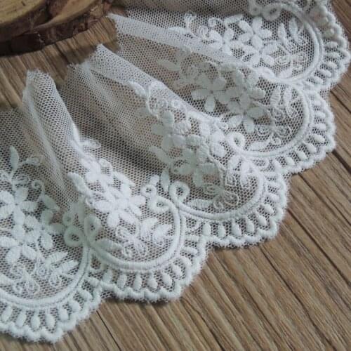 6yards width 6.2cm mesh embroidered Cotton Lace fabric dress clothing wedding DIY handmade Apparel Sewing materials Accessories