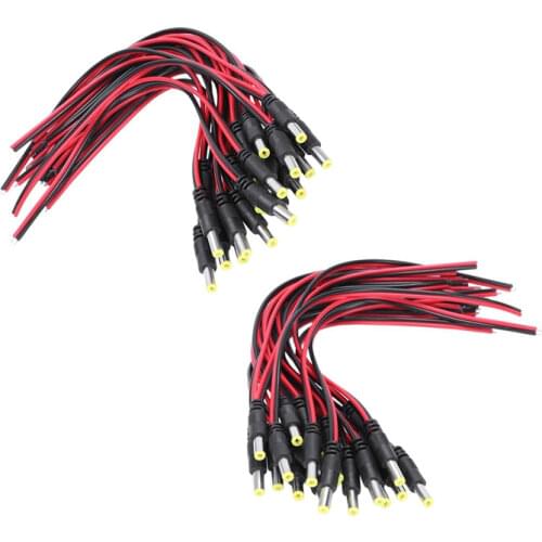 20 Pair 5.5 X 2.1Mm Female & Male DC Power Jack Plug CCTV Camera Power Connection Line