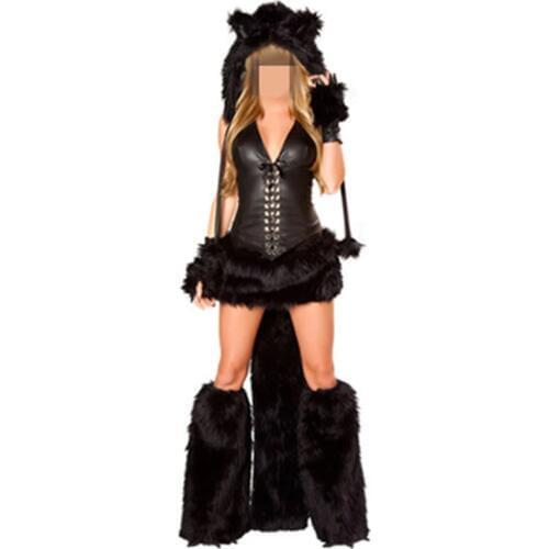 2016 Tiger Costume Onesie Footed Animal Adult Furry Sexy Cheshire Cat Black Halloween Costume for Women Fur Costumes Cosplay