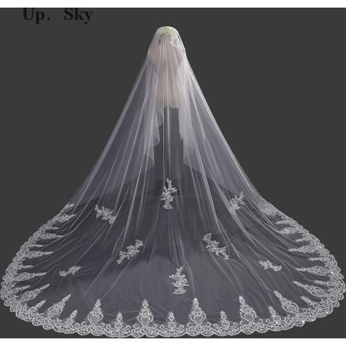 3 m una capa del borde del blanco marfil Catherdal velo de la boda largo velo nupcial baratos accesorios de la boda