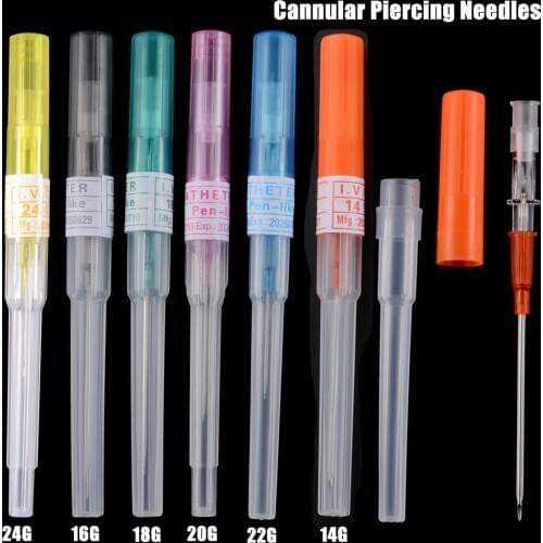 50pcs/Box Steriled 316L Surgical Steel I.V. Catheter Cannular Professional Tattoo Needle Tools Body Piercing Needles 24G-14G