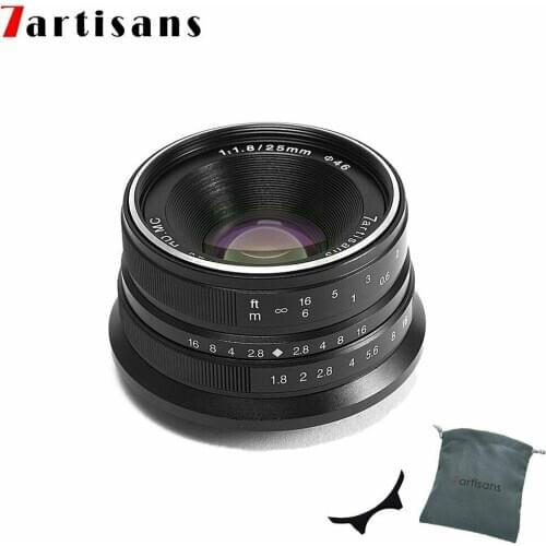 7artisans 25mm F1.8 APS-C Wide -Angle Manual Focus Lens for Fuji X Mount Mirrorless Camera, Black Color