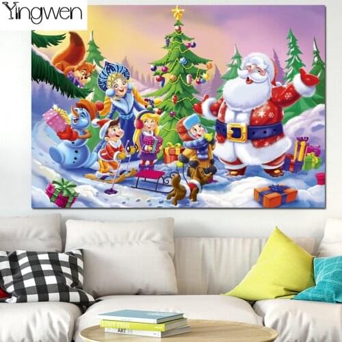 Santa Claus 5D Diamond Painting Full Diamond Embroidery Cartoon Pictures Mosaic Rhinestones Cross Stitch Christmas Winter Decor