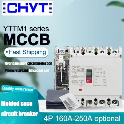 MCCB Moulded Case Circuit Breaker 250A Triple phase 4P 4 Poles Ground Protector High current power distribution
