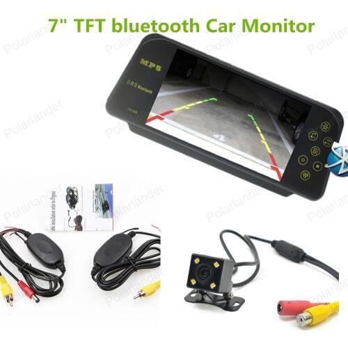 Wireless 7 Inch TFT LCD Car bluetooth Monitor + 4 led rear view camera receiver transmitter kit
