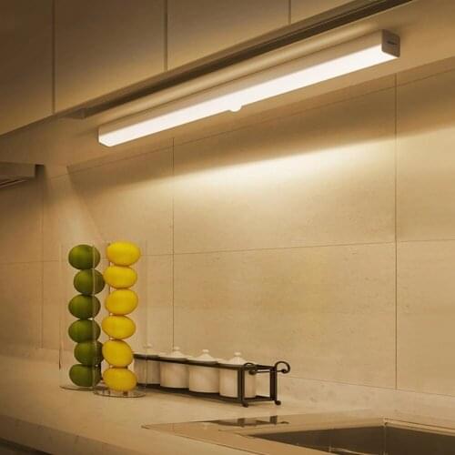 Wireless Motion Sensor Night Lights USB Rechargeable Kitchen Cabinet Lamp Magnetic LED Light Bar Closet Wardrobe Wall Lighting