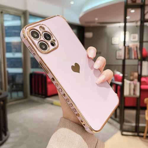 Soft Electroplated Love Heart Phone Case For iPhone 11 12 Pro Max XS X XR 7 8 Plus Mini SE 2020 Shockproof Bumper Back Cover