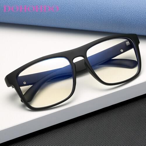 DOHOHDO Matte Black Anti Blue Light Gamming Glasses Frame Square Men 2021 Trend Blocking Ray Office Computer Unisex Eyeglasses