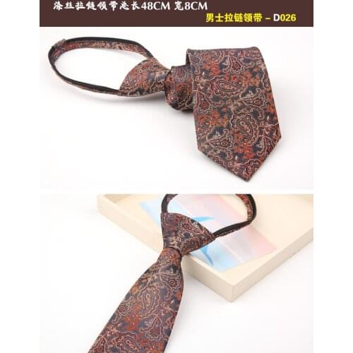 Tie mens formal suit business 8cm black professional groom team lazy zipper type convenient twill polka dot