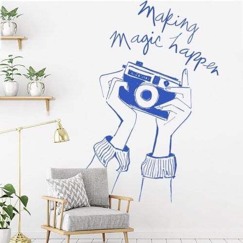 Making Magic Happer Camera Decal Wall Stickers Custom Name Decals For Girls Bedroom Decor Murals Vinyl Wall Decals Poster LC1517