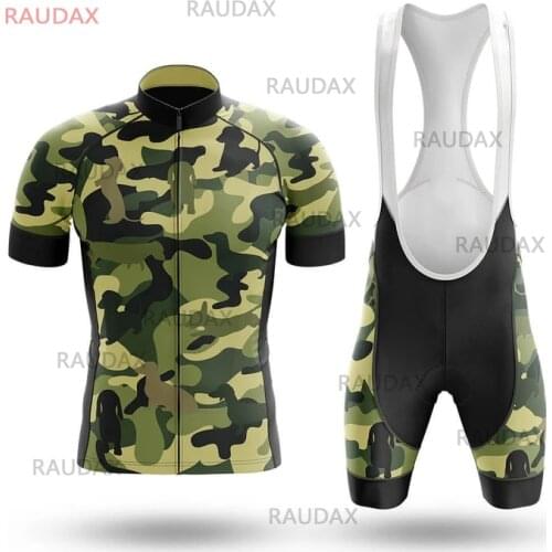 2021 Camouflage Cycling Clothing Mens Summer Team Short Sleeve Cycling Jersey Set MTB Bike Uniform Breathable Maillot Ciclismo
