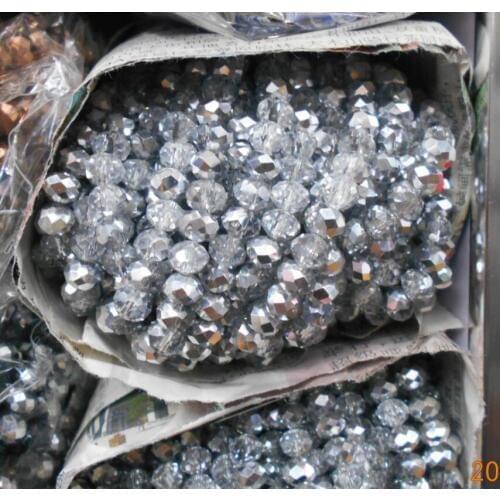 Half silver color 8mm 70pcs Rondelle Austria faceted Crystal Glass Beads Loose Spacer Round Beads for Jewelry Making