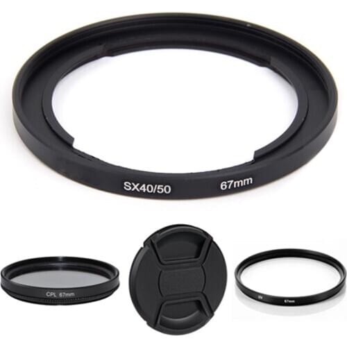 Metal 67mm Lens Adapter Ring Filter UV CPL CAP For Canon PowerShot SX40 HS SX50 SX60 SX70
