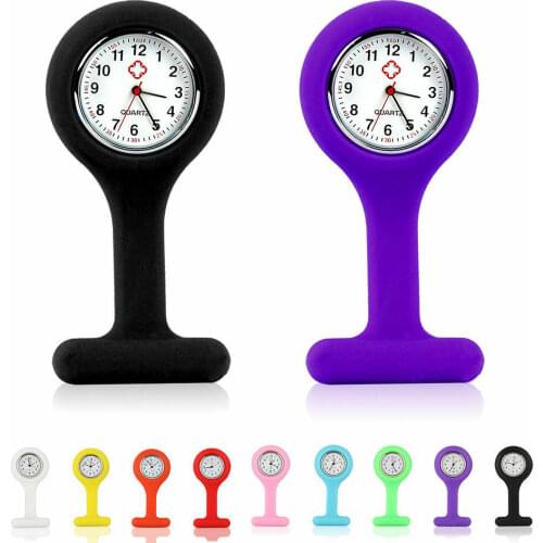 Fashion Pocket Watches Silicone Nurse Watch Brooch Tunic Fob Watch with Free Battery Unisex Watches Clock Zegarek Damski