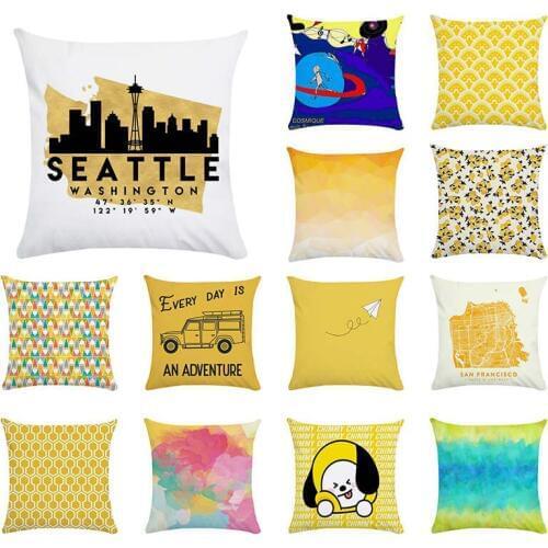 2019New 45cm*45cm Multi-color Mustard polyester Pillow Case Yellow Geometric Fall Autumn Cushion Cover Decorative Hot