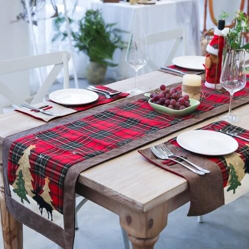 New Year Christmas Table Runner Flag Handmade Table Cover Home Party Dining Room Xmas Tablecloth Decor Home Decoration