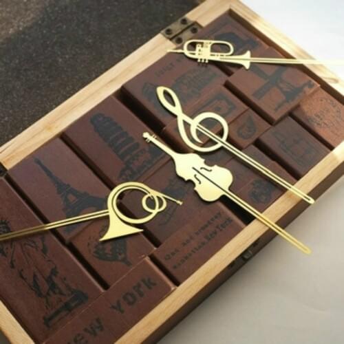 New Kawaii Cute Gold Musical Instruments Metal Book Markers Bookmark For Books Paper Clips Office School Supplies Stationery