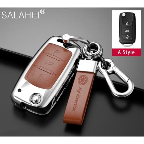 New Fashion Zinc Alloy & Leather Car Key Case For Volkswagen VW POLO Tiguan Passat B5 B6 B7 Golf EOS Scirocco Jetta MK6 Octavia