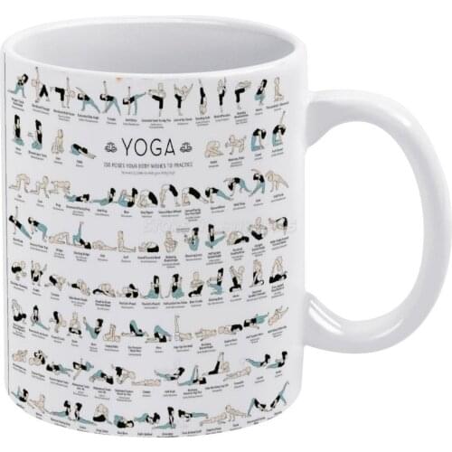 Yoga Poster-150 Vintage White Mug Coffee Mug Afternoon Tea Christmas Cups Ceramic Mug 330ml for Coffee Yoga 15 Poses Vintage Tre
