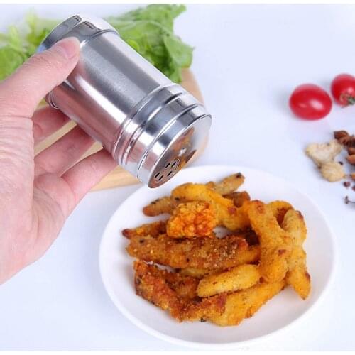 Seasoning Shaker Rotatable Top Condiment Bottle Stainless Steel Spice Shaker Pepper Jar Salt Storage Box Kitchen Accessories