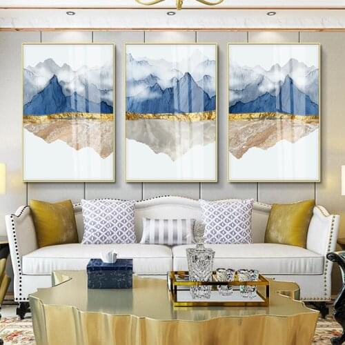 Nordic Abstract Geometric Mountain Landscape Wall Art Canvas Painting Art Poster Print Wall Picture for Living Room Cuadros