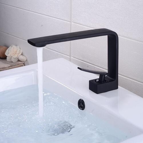 Basin Faucet Brass Material Sink Faucet Cold&Hot Bathroom Faucet Black/White Mixer Tap Brass Single Hole Mixer Deck Mounted Taps