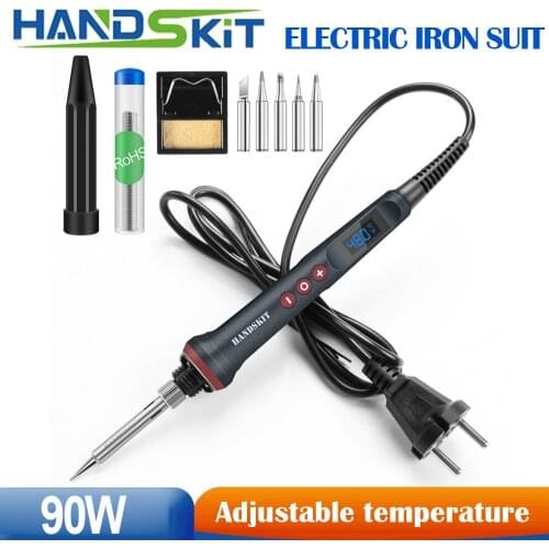 90W LED Handskit Digital Soldering Iron Kit 110V/220V Adjust Temperature Electrical Soldering Iron 4 Wire Core Welding Tools