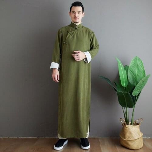Traditional Chinese Dress Men Mandarin Gowns Wing-Chun Kung Fu Uniforms Solid Performance Costume Chinese Tunic Suit 12104