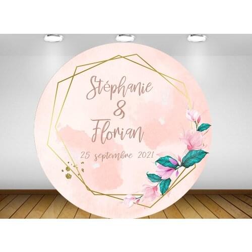 Watercolor flower Round scene circle background Backdrop bridal shower birthday Party banner table plinth Cover dessert YY-430