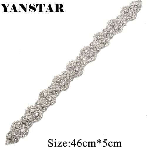 YANSTAR(10pcs) Wholesale Bridal Sash Beaded Crystal Rhinestones Appliques Sewing On For Wedding Dress Belt YS866