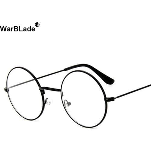 Women Vintage Glasses Frame Plain Mirror Big Round Metal Optical Frame For Girl Eyeglass Clear Lens feminino de grau WarBLade