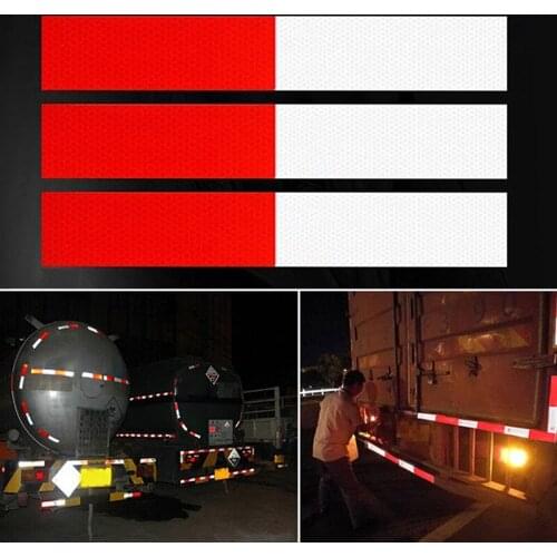 Night Driving Safety Secure Red White Sticker 4.5*30cmCar Reflective Sticker Warning Strip Reflective Truck Auto supplies 10Pcs