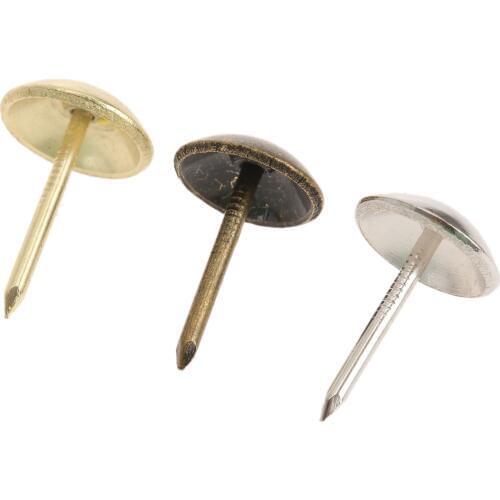 100pcs Vintage Head Upholstery Nails Antique Bronze/Gold/Silver Tack Stud Wood Furniture Decorative 11mmx17mm Pushpin box wine