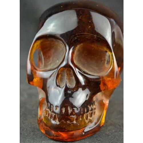 11.5 cm */Collectible Decorate Handwork Old Burmese amber carving skull statue