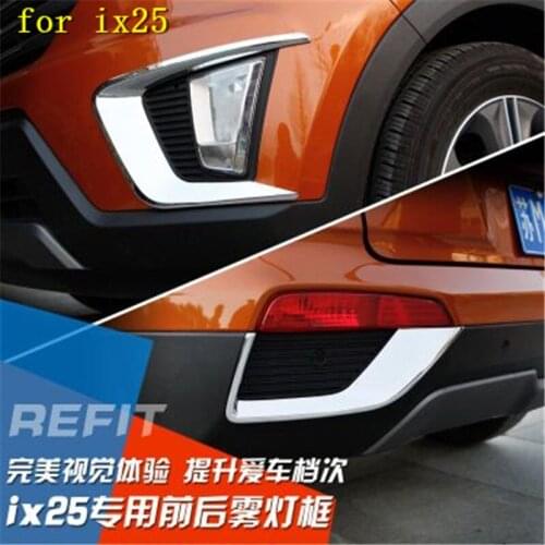 2Pcs/Set Car Styling Front Fog Light Decorative Sequins Frame Lamp Trim ABS Accessories For Hyundai IX25 Creta 2015-2019