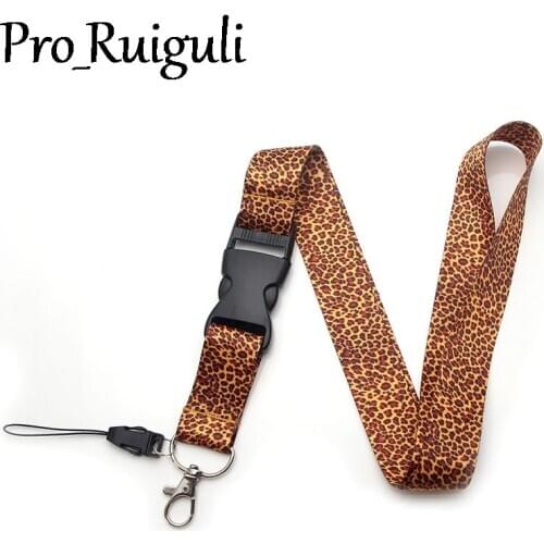 30pcs Leopard Print Lanyard Keys Phone Holder Funny Neck Strap With Keyring ID Card DIY Animal webbing ribbons Hang Rope Key DIY