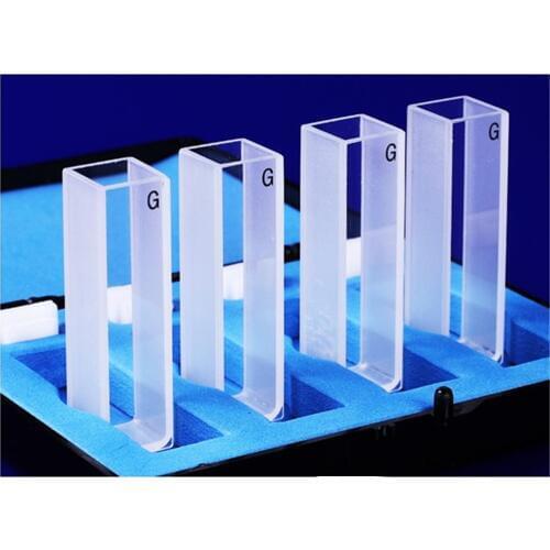 4Pcs 10mm Path Length Glass Cuvette Cell With Lid For Spectrophotometers