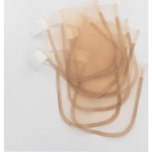 Aobocca 5pcs 4 * 4inch Lace Wig Net Bottom Cap Lace Hair Net Hand-woven Hair Piece Lace Net Beige Color Hair Lace