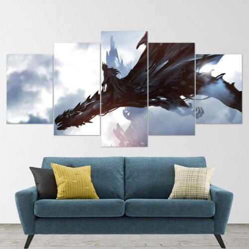 5 Piece Wall Art Canvas Game Figure Pictures Dragon Ride Poster And Prints Modern Decoration Paintings For Home Interior